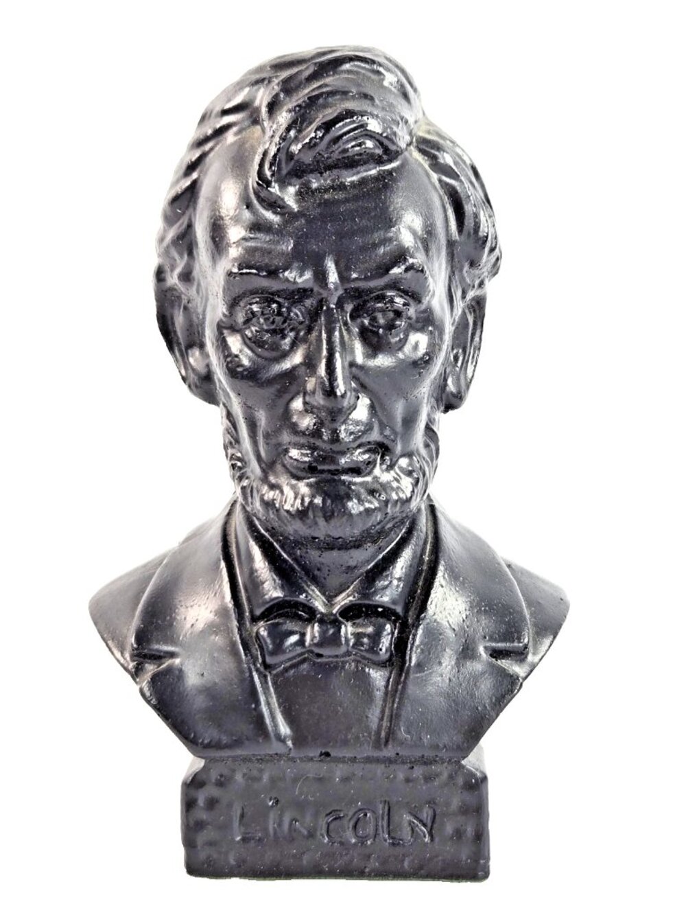 Abraham Abe Lincoln Bust Felt Bottom Black Small 5in Library Office Academia